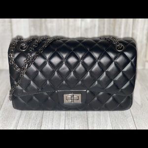 Quilted double flap crossbody